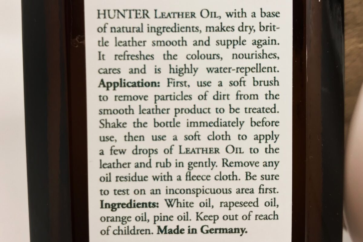 istruzioni olio pulizia pellame Hunter